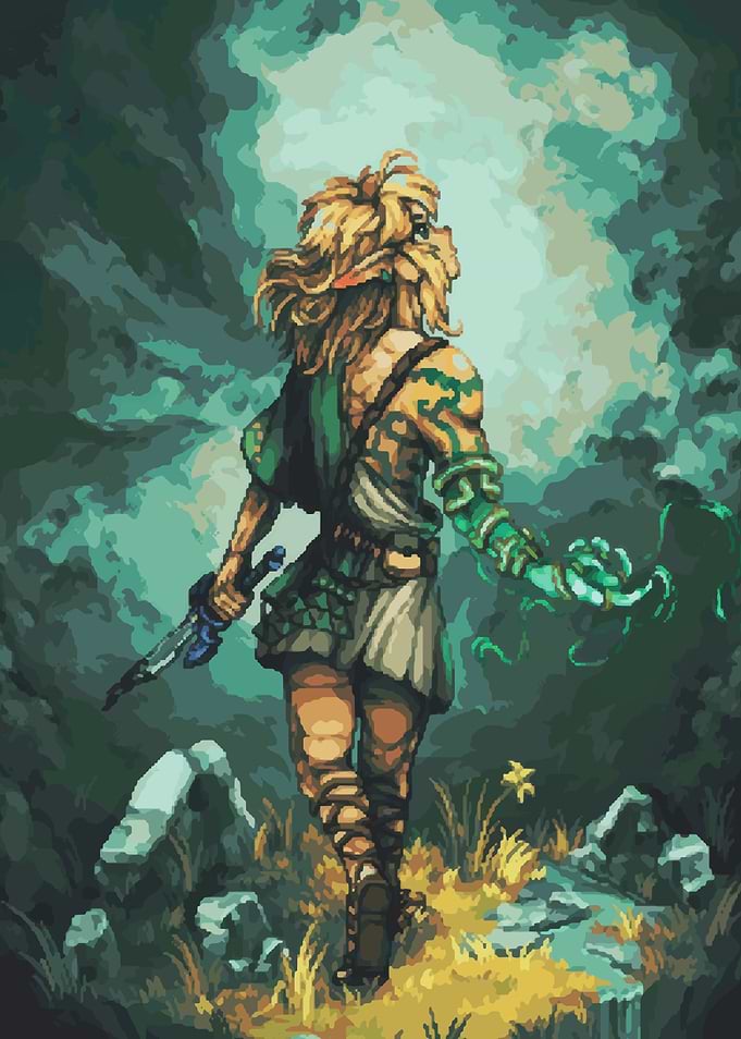 Pixel Art Link in Forest
