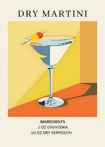 Dry Martini Cocktail Recipe Art