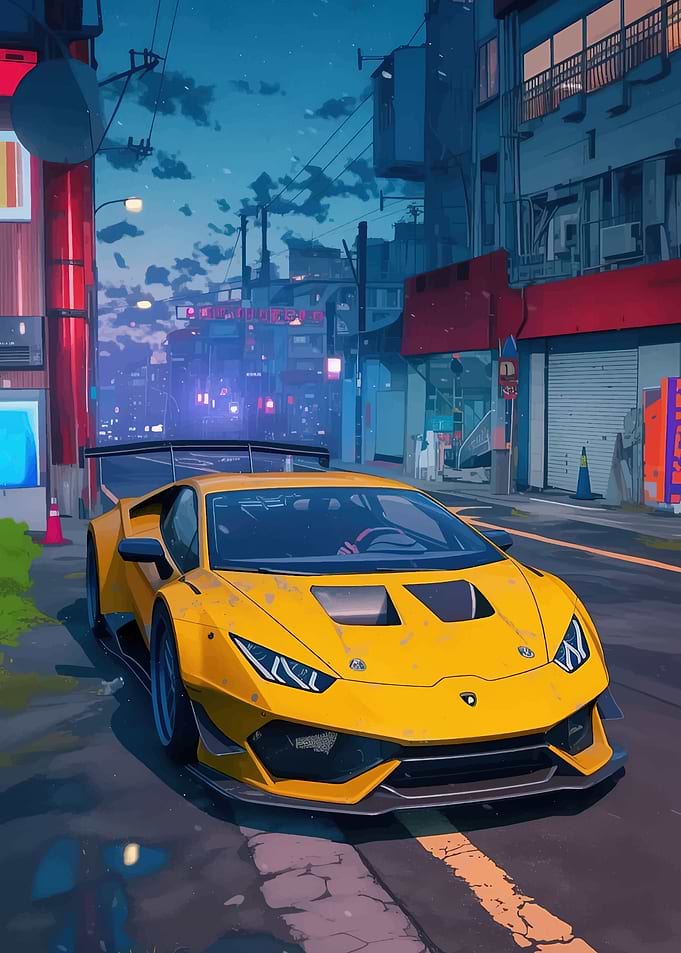 Yellow Lamborghini in Urban Setting