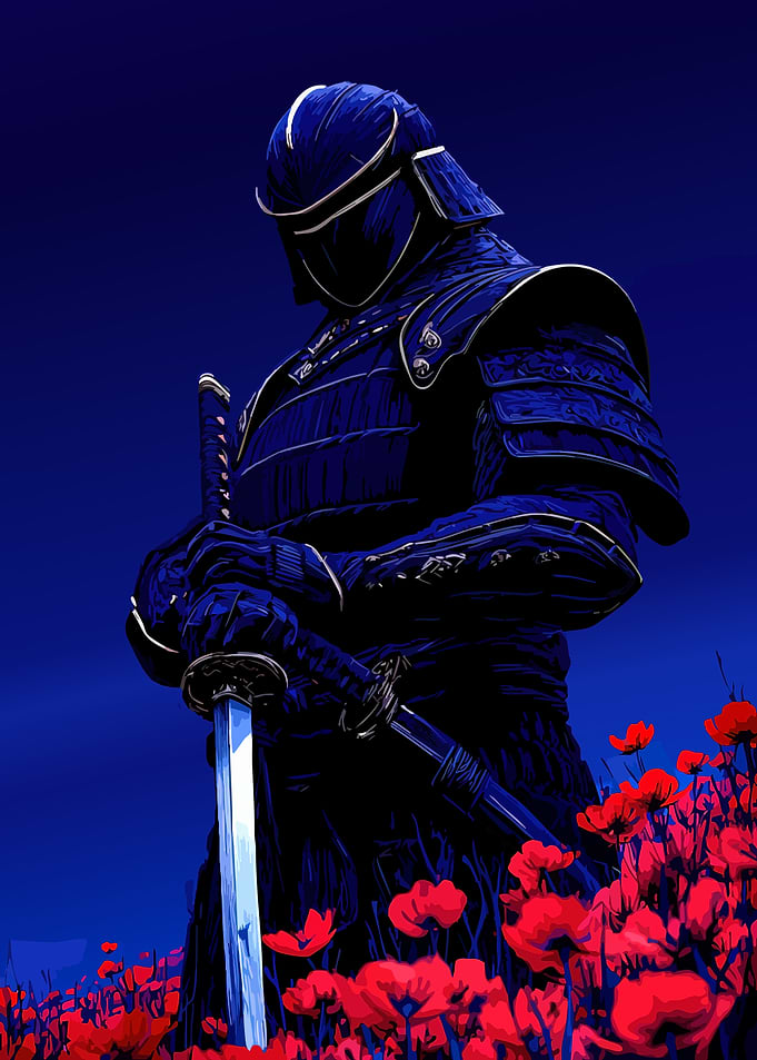 Blue Samurai in Poppy Field