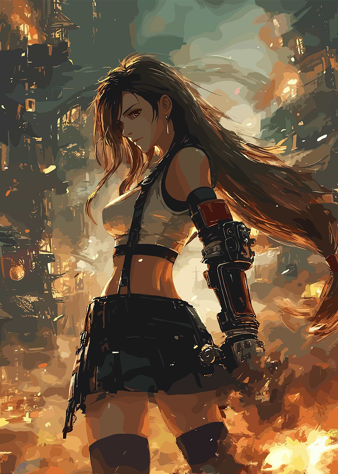 Tifa Lockhart in a destroyed city