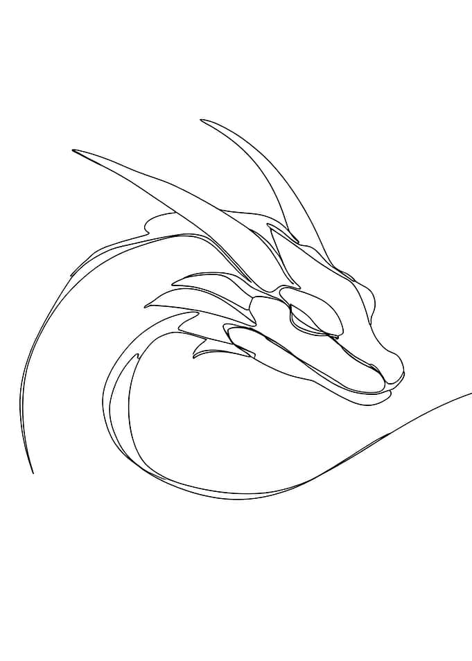 Mythical Dragon Minimalist Line Art