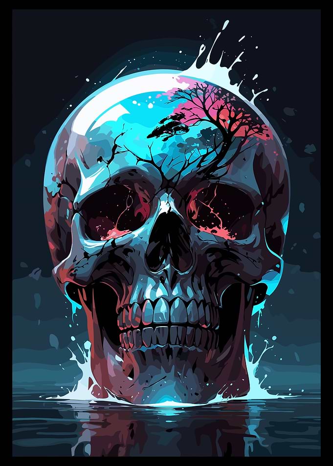 Skull with Tree and Water