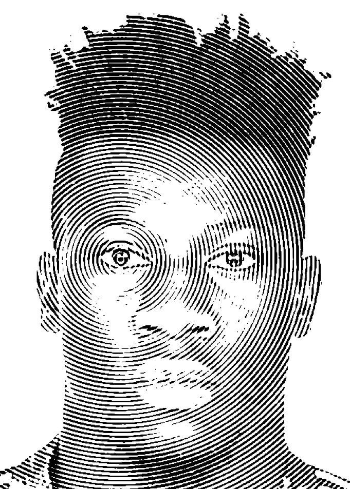 Portrait Onana with Circular Line Pattern