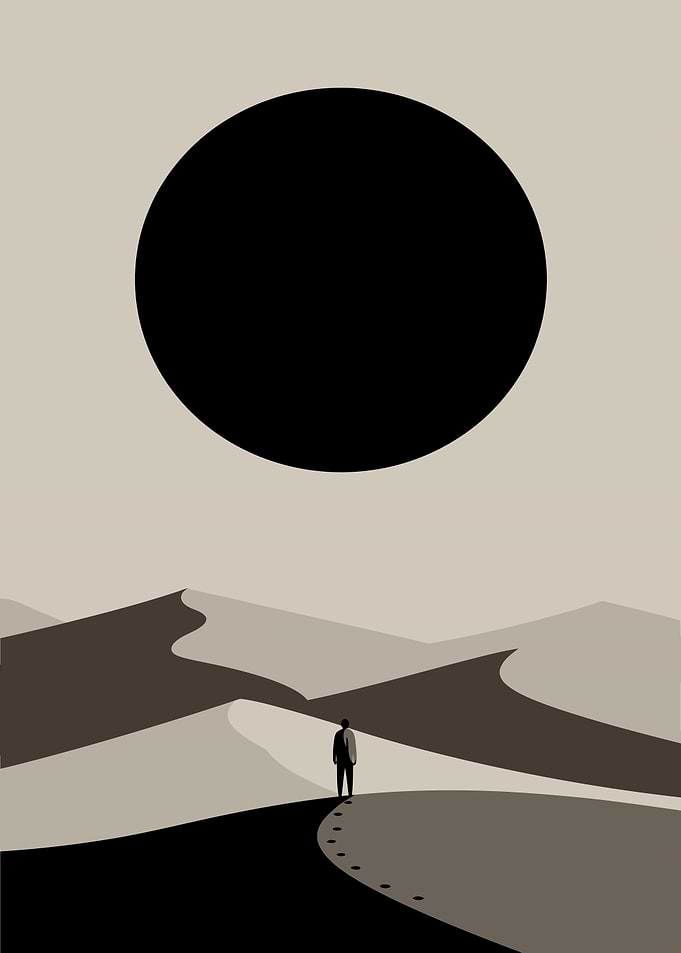 Minimalist Desert Landscape with Figure