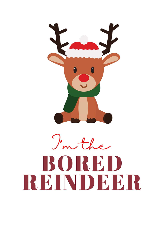 Bored Reindeer Christmas Illustration