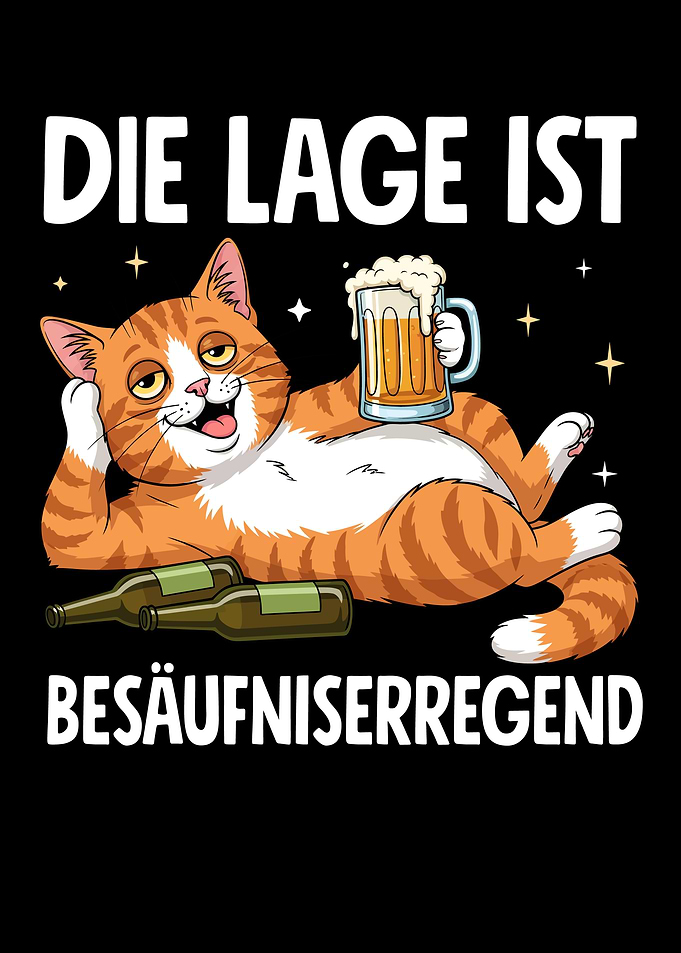 Drunk Cat with Beer Cartoon