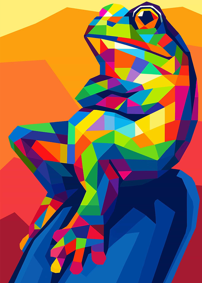 Colorful Geometric Frog Illustration