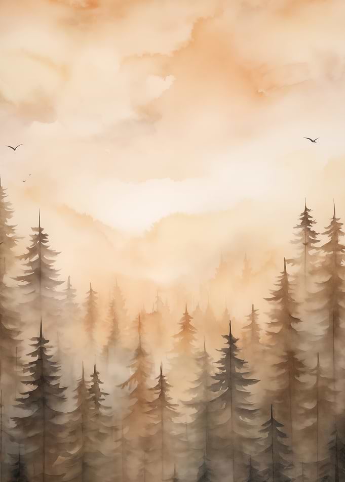 Misty Forest Watercolor
