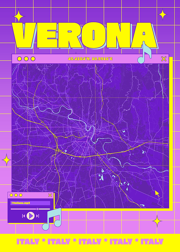 Verona Map Retro Aesthetic