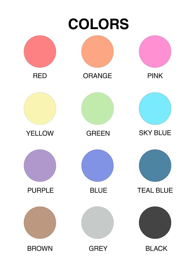Minimalist Color Chart For Kids