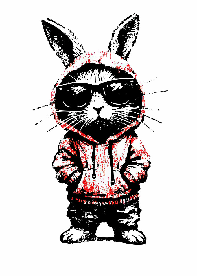 Cool Rabbit in Hoodie and Sunglasses