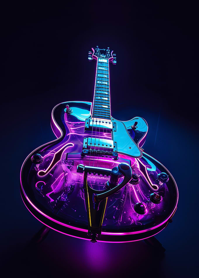 Electric Guitar with Neon Lights