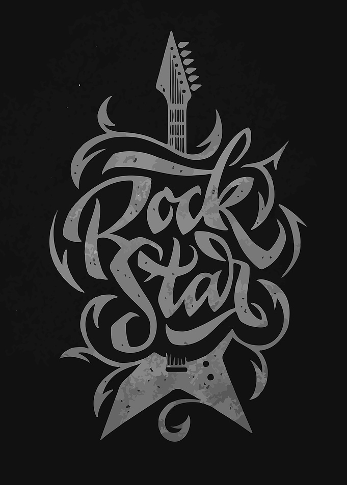 Rock Star Guitar Typography Art