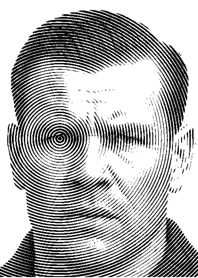 Portrait Lev Yashin in Circular Line Art