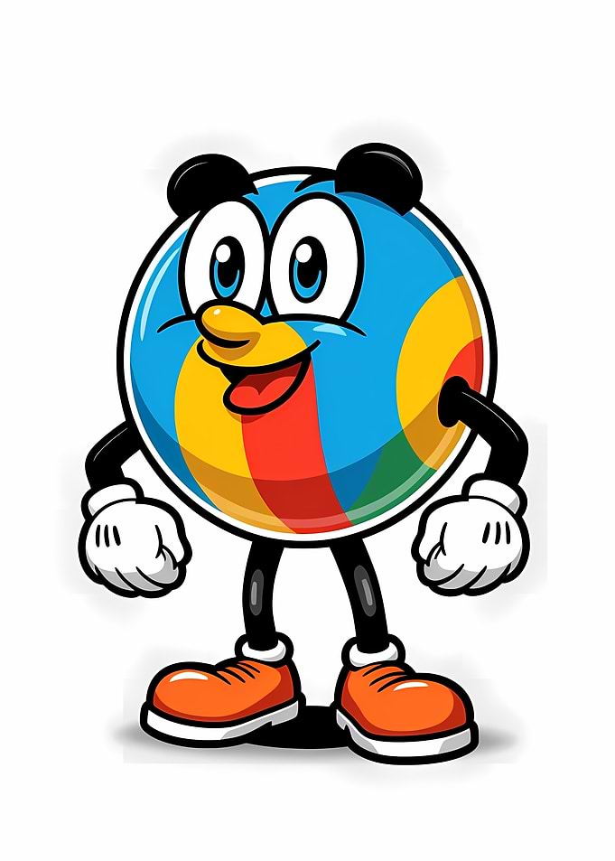 Cartoon Beach Ball Character Illustration