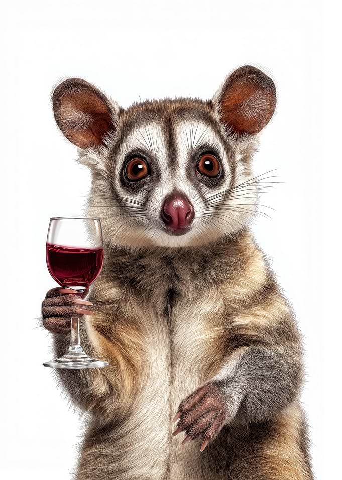 Ringtail with Wine Glass