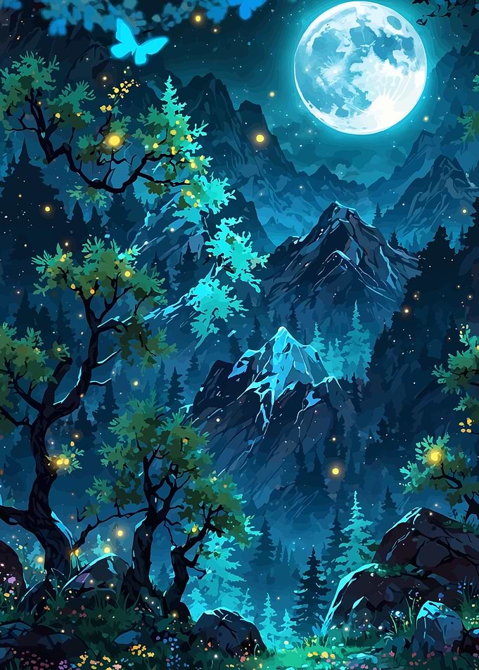 Enchanted Forest Under Moonlight