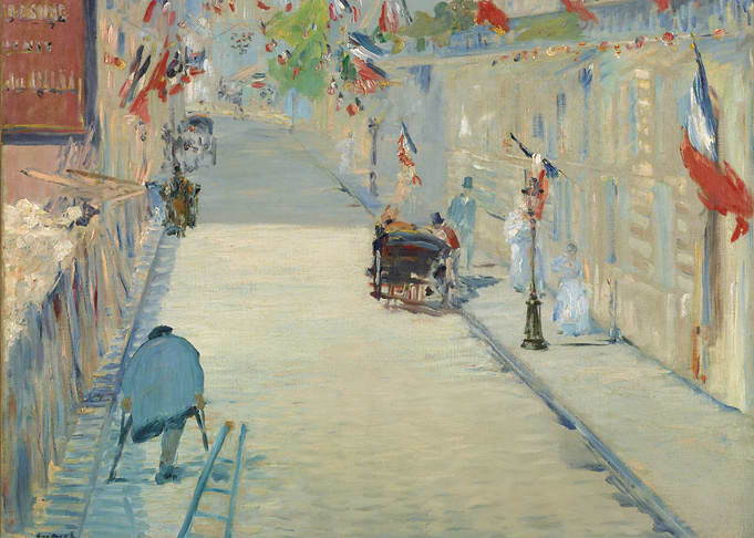 Street Decorated with Flags, Painting