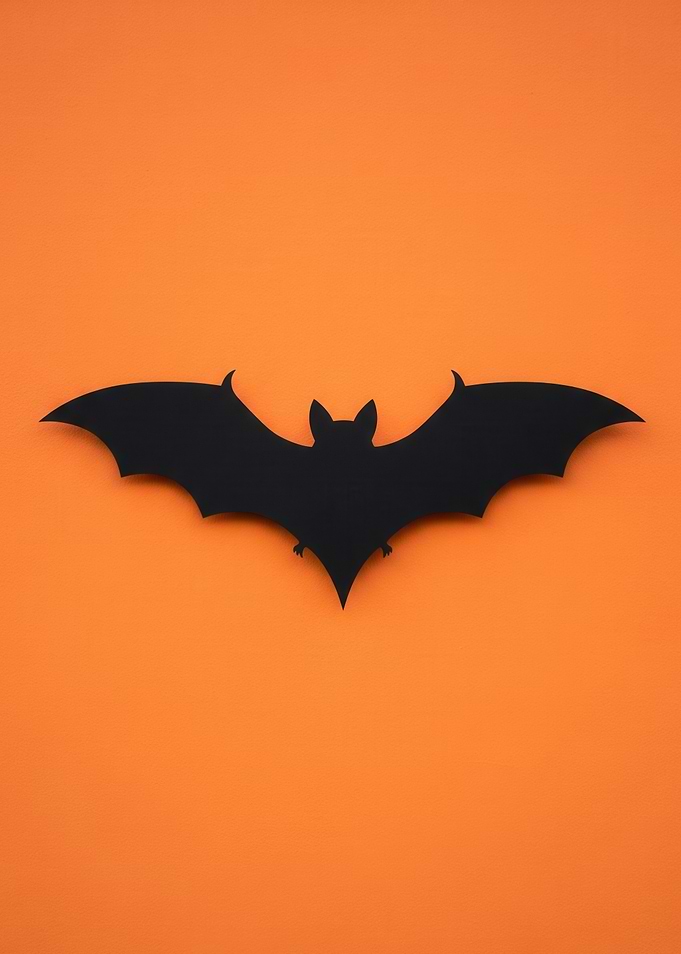 Black Bat on Orange Background