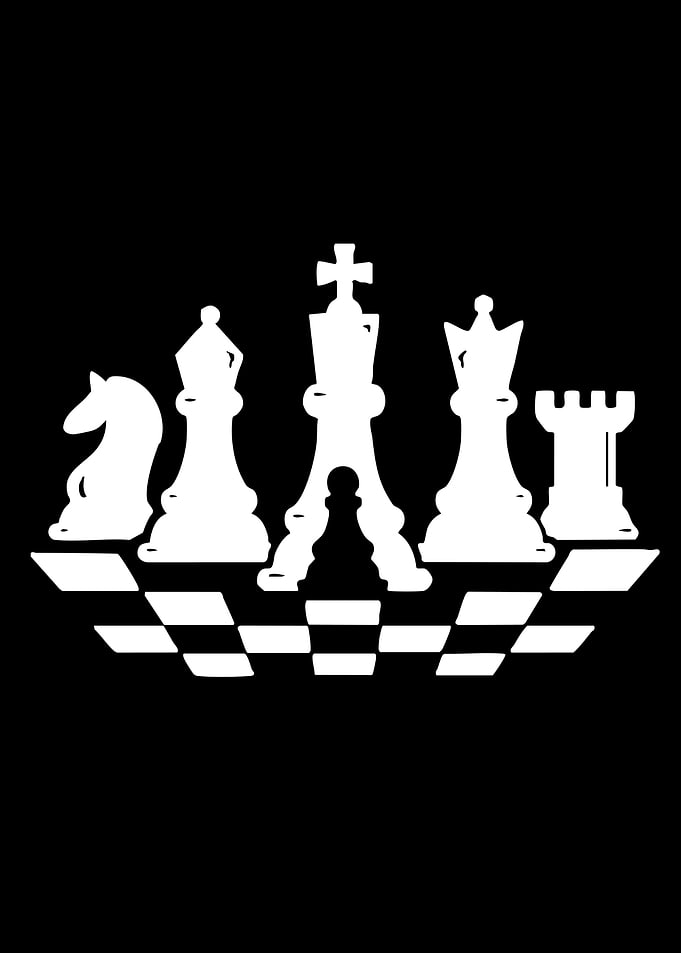 Chess Pieces Silhouette on Chessboard