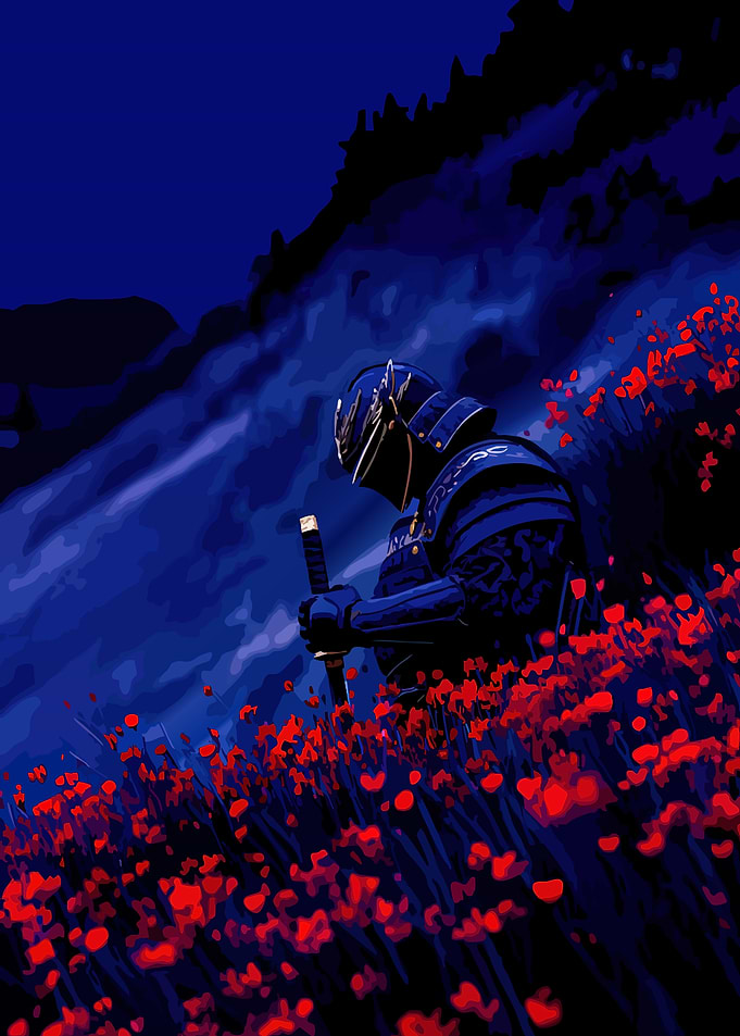 Samurai in Poppy Field