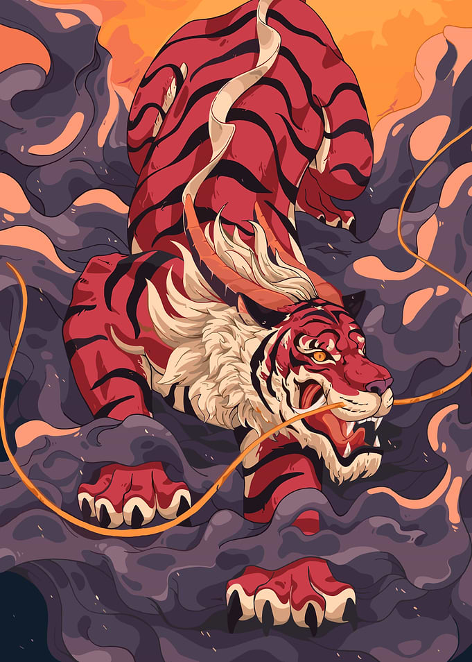 Stylized Red Tiger Illustration
