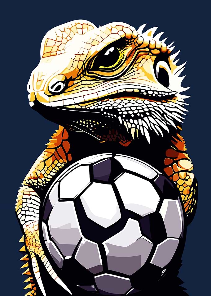 Bearded Dragon with Soccer Ball