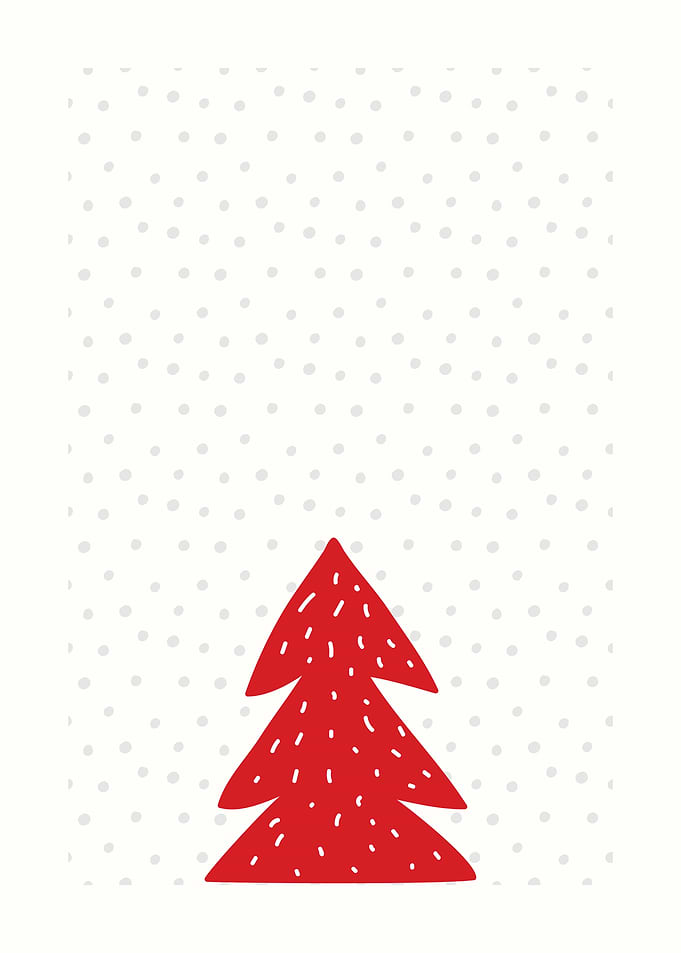 Red Christmas Tree with Snow