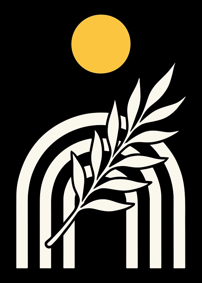 Minimalist Rainbow and Branch Illustration