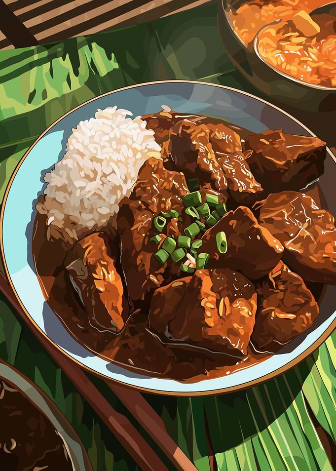 Loco Moco Plate Lunch Illustration