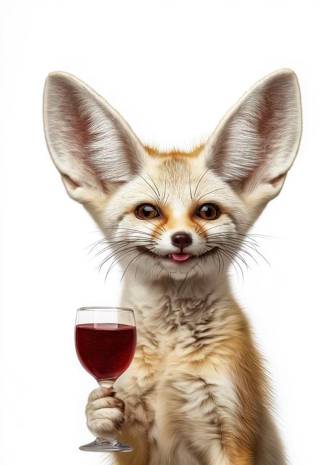 Fennec Fox with Wine Glass