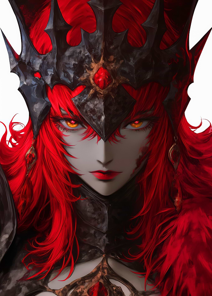 Redhair warrior knight queen with crown