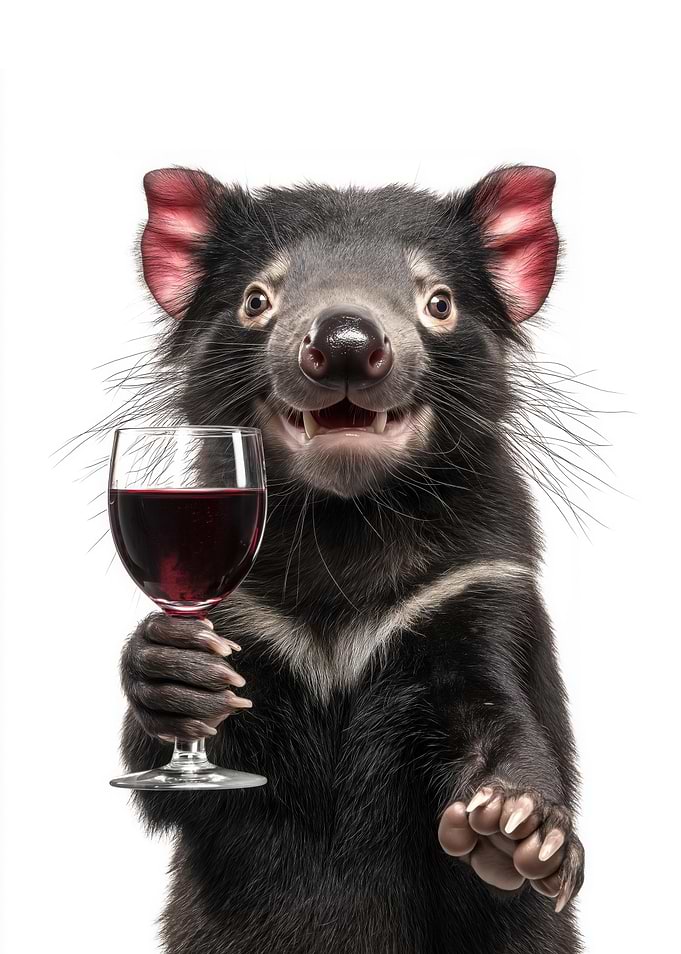 Tasmanian Devil with Wine Glass