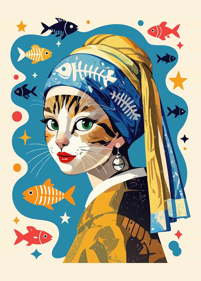 Cat with a Pearl Earring Parody