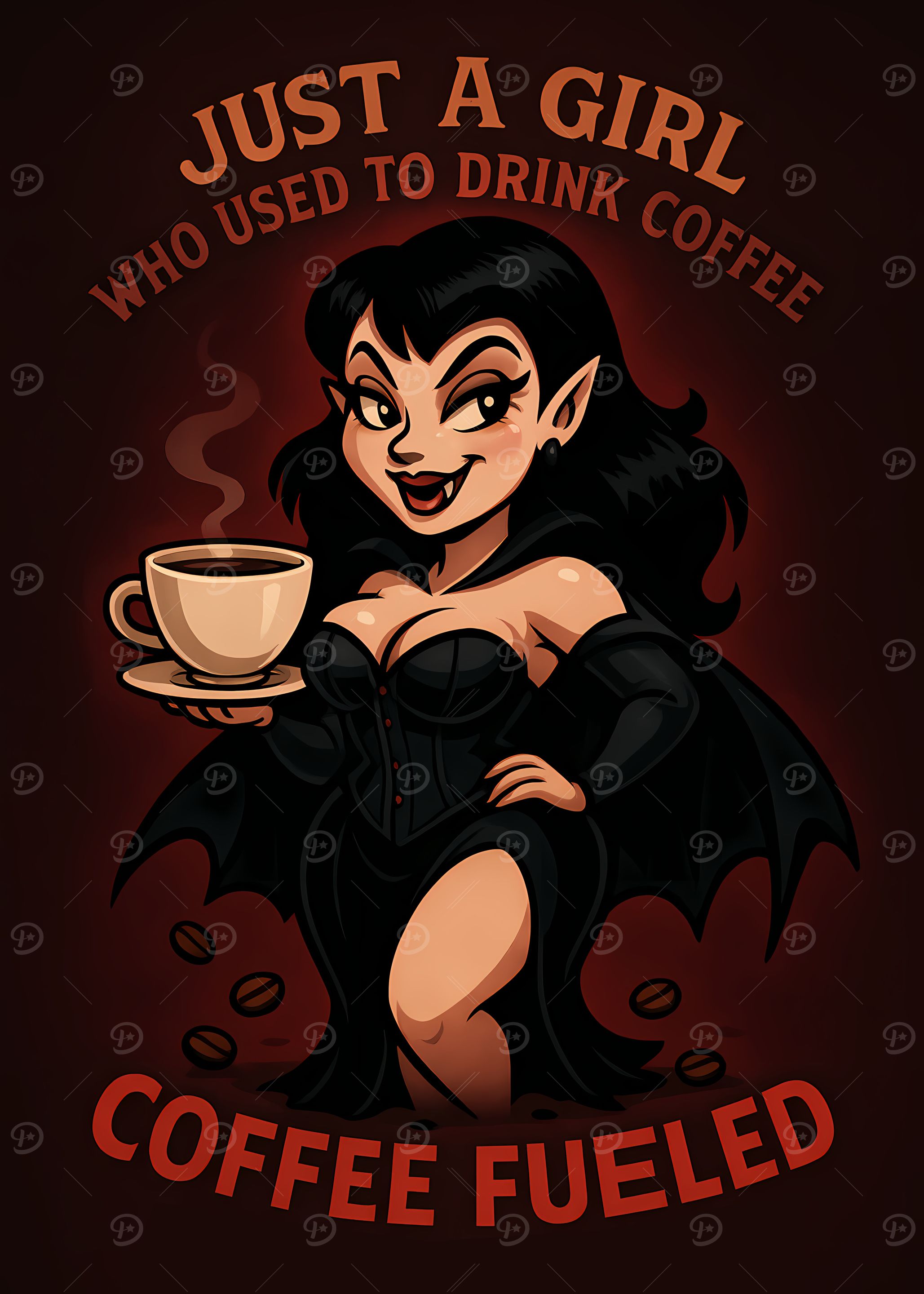 Vampire Girl Coffee Cartoon