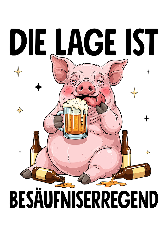 Drunk Pig with Beer Cartoon