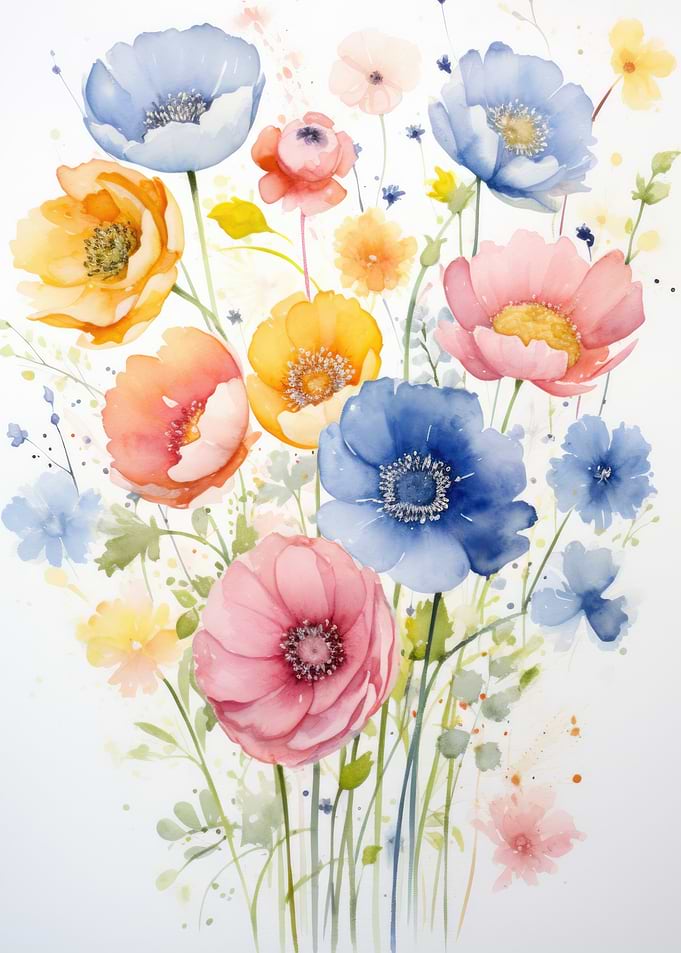 Watercolor Floral Bouquet Painting