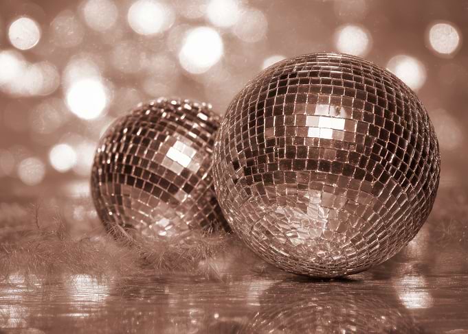 Two Disco Balls with Bokeh Background