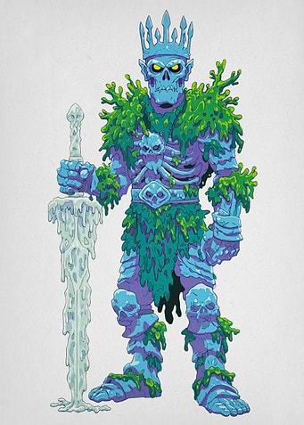 Mossy Skeleton King with Ice Sword