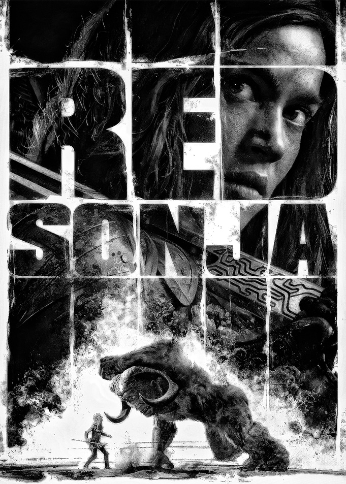 Red Sonja Black and White Poster