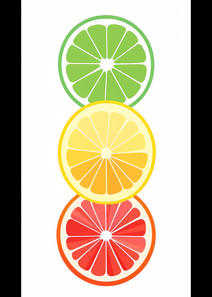 Colorful Citrus Fruit Slices Illustration