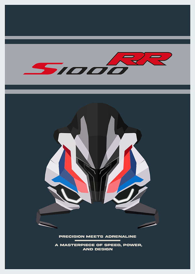 BMW S1000RR – Low-Poly Portrait - Blue/White