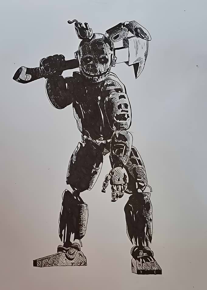 Springtrap with Axe Illustration