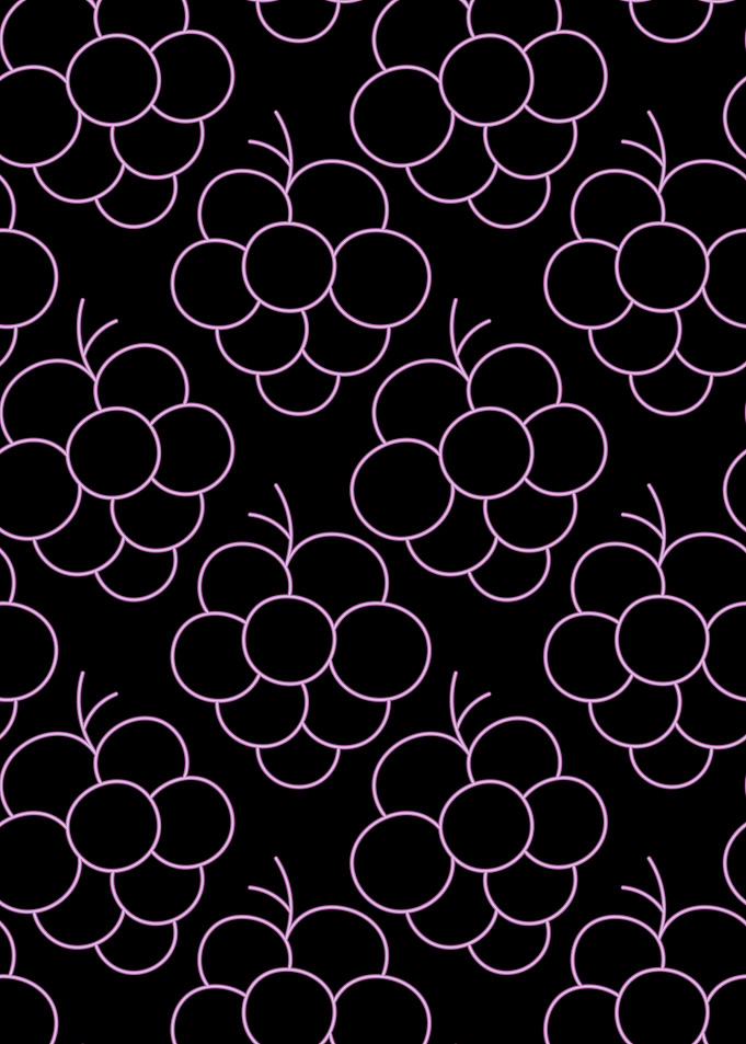 Grapes Pattern on Black Background