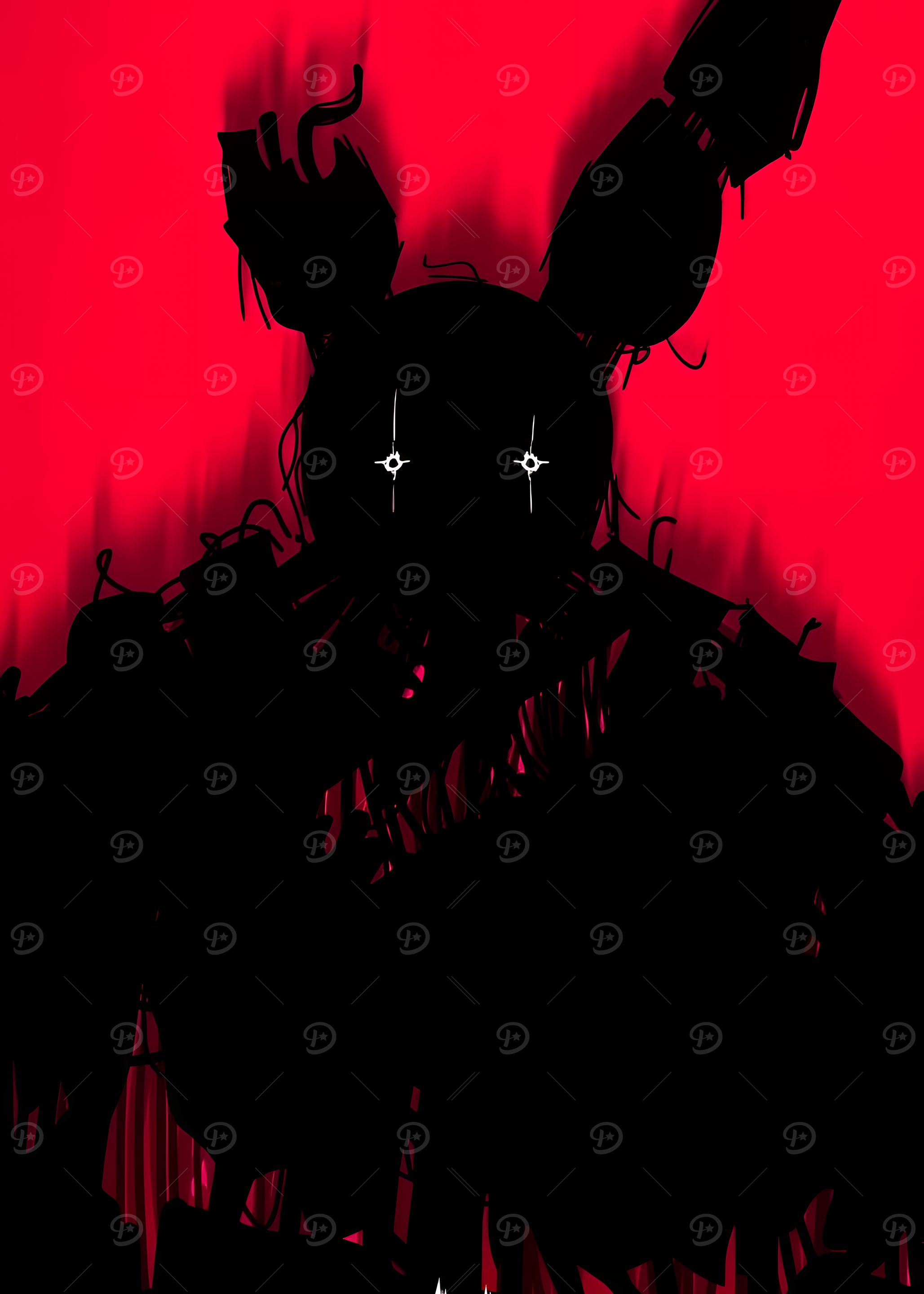 Silhouette of a menacing rabbit figure