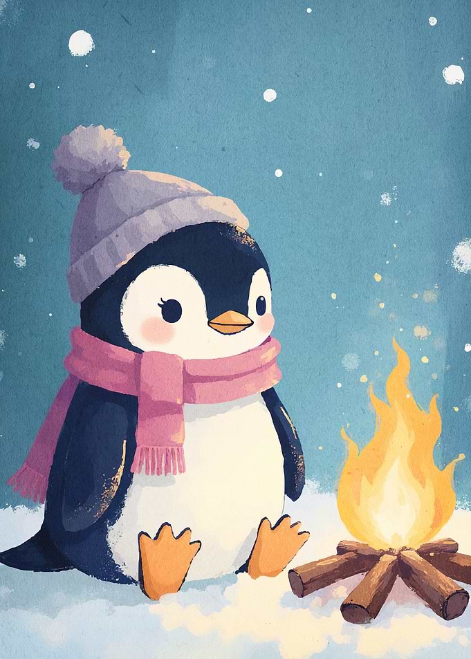 Cute Penguin Campfire