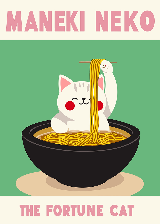 Maneki Neko Fortune Cat Ramen Bowl