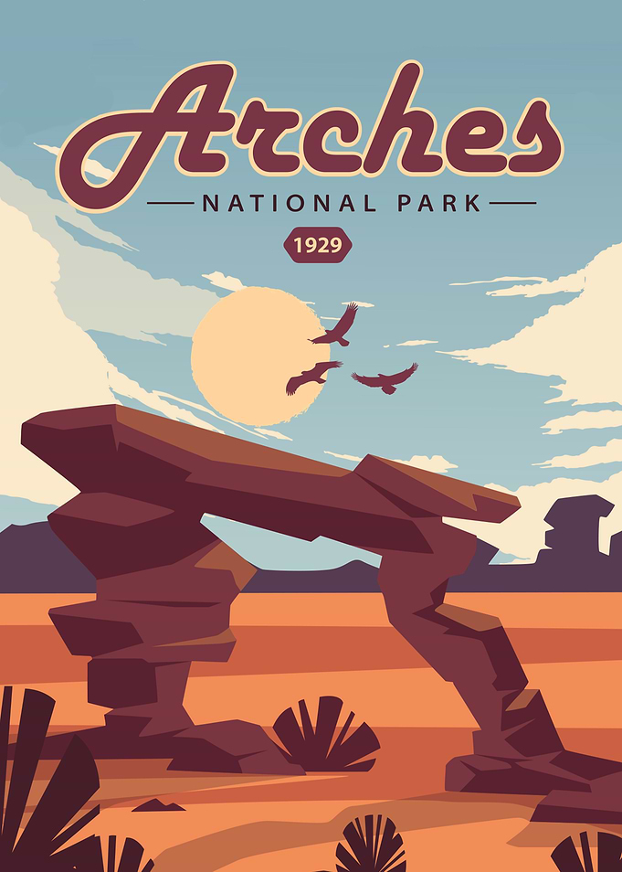 Arches National Park Vintage Travel Poster