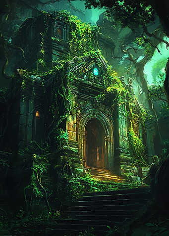 Overgrown Temple in Lush Forest